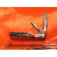 Schatt & Morgan (Queen) Gents Barlow Pocket Knife w/ Great FatBoy Stag Handles & Blade Etch -NOS Schatt & Morgan (Queen) Gents Barlow Pocket Knife w/ Great FatBoy Stag Handles & Blade Etch -NOS