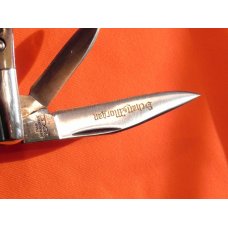 Schatt & Morgan (Queen) Gents Barlow Pocket Knife w/ Great FatBoy Stag Handles & Blade Etch -NOS Schatt & Morgan (Queen) Gents Barlow Pocket Knife w/ Great FatBoy Stag Handles & Blade Etch -NOS