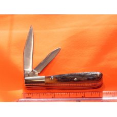 Schatt & Morgan (Queen) Gents Barlow Pocket Knife w/ Great FatBoy Stag Handles & Blade Etch -NOS Schatt & Morgan (Queen) Gents Barlow Pocket Knife w/ Great FatBoy Stag Handles & Blade Etch -NOS