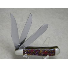 Bulldog Brand Germany Purple Leaf "Pitt Bulls Trade Mark" Etch 3 Blade Dogleg Trapper Knife Bulldog Brand Germany Purple Leaf "Pitt Bulls Trade Mark" Etch 3 Blade Dogleg Trapper Knife