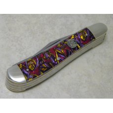 Bulldog Brand Germany Purple Leaf "Pitt Bulls Trade Mark" Etch 3 Blade Dogleg Trapper Knife Bulldog Brand Germany Purple Leaf "Pitt Bulls Trade Mark" Etch 3 Blade Dogleg Trapper Knife