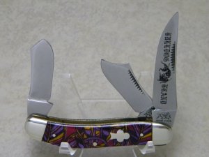 Bulldog Brand Germany Purple Leaf "Card Series" Sowbelly Stockman Knife c.1995 - Club Shield