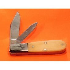 Queen Steel D2 Barlow Pocket Knife w/ Natural Smooth Bone Handles - Q DFC Over USA & 20 Tang Stamp Queen Steel D2 Barlow Pocket Knife w/ Natural Smooth Bone Handles - Q DFC Over USA & 20 Tang Stamp
