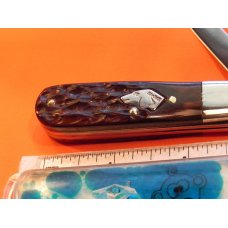 Vintage Ka-Bar 2 Blade Dog Head Barlow Pocket Knife w/ Dark Brown Jigged Bone Handles - NOS & M/NM Vintage Ka-Bar 2 Blade Dog Head Barlow Pocket Knife w/ Dark Brown Jigged Bone Handles - NOS & M/NM