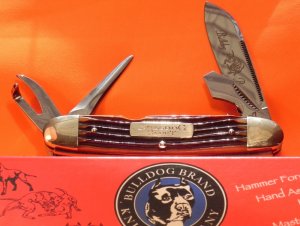 Bulldog Brand Hammer Forged 4 Blade Scout Pocket Knife w/ Winter Bottom Bone Handles -NOS & M/NM