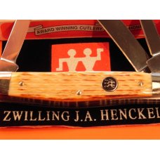 J A Henckels 4 Blade Stockman Pocket Knife (HK-25-BWP) w/ Natural Torched Bone Handles! NOS & M/NM J A Henckels 4 Blade Stockman Pocket Knife (HK-25-BWP) w/ Natural Torched Bone Handles! NOS & M/NM
