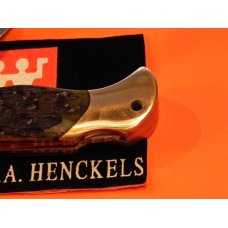 Vintage J A Henckels 4" Folding Hunter Knife w/ Green Pick Bone Handles - NOS **RESERVED FOR MIKE** Vintage J A Henckels 4" Folding Hunter Knife w/ Green Pick Bone Handles - NOS **RESERVED FOR MIKE**