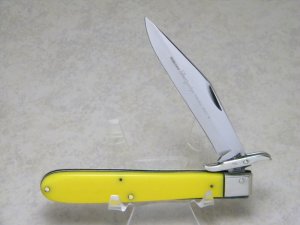Robeson Shuredge USA 512872 Yellow "Robeson Shuredge Frozen Heat" Etched Swing Guard Knife c.1950's