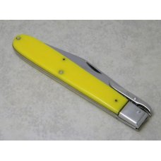 Robeson Shuredge USA 512872 Yellow "Robeson Shuredge Frozen Heat" Etched Swing Guard Knife c.1950's Robeson Shuredge USA 512872 Yellow "Robeson Shuredge Frozen Heat" Etched Swing Guard Knife c.1950's