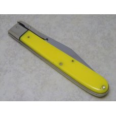 Robeson Shuredge USA 512872 Yellow "Robeson Shuredge Frozen Heat" Etched Swing Guard Knife c.1950's Robeson Shuredge USA 512872 Yellow "Robeson Shuredge Frozen Heat" Etched Swing Guard Knife c.1950's