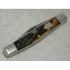 Bulldog Brand Germany Orange and Black Feathers Large Stockman Knife - "Bulldog Brand" Etch Bulldog Brand Germany Orange and Black Feathers Large Stockman Knife - "Bulldog Brand" Etch