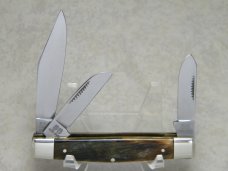 Bulldog Brand Germany Orange and Black Feathers Medium Stockman Knife - "Bulldog Brand" Etch