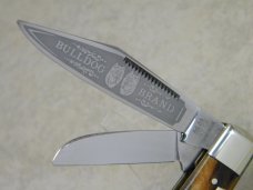 Bulldog Brand Germany Orange and Black Feathers Medium Stockman Knife - "Bulldog Brand" Etch