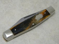 Bulldog Brand Germany Orange and Black Feathers Medium Stockman Knife - "Bulldog Brand" Etch