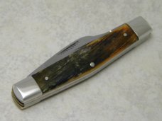 Bulldog Brand Germany Orange and Black Feathers Medium Stockman Knife - "Bulldog Brand" Etch
