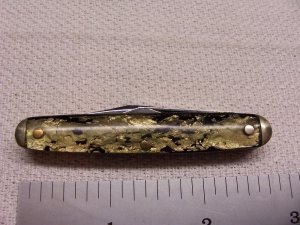 Imperial - Long Pull Small Equal End Jack Knife - Multi Color Swirl Handles - Circa 1930-1936