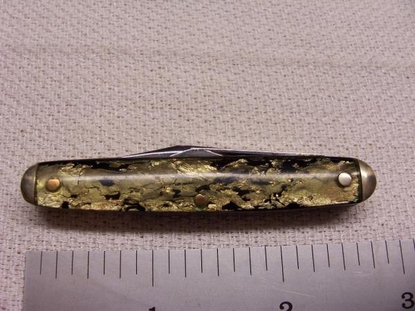 Imperial - Long Pull Small Equal End Jack Knife - Multi Color Swirl Handles - Circa 1930-1936