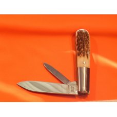 Russell (Green River Works) Barlow Pocket Knife w/ Nice Stag Handles & Blade Etching -NOS Russell (Green River Works) Barlow Pocket Knife w/ Nice Stag Handles & Blade Etching -NOS