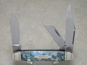 Bulldog Brand Germany Abalone Swirl Cattle King Knife c.1993 - High Carbon Steel - No Etch