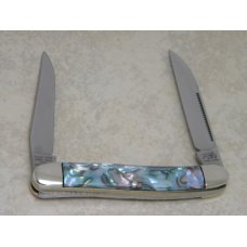 Bulldog Brand Germany Abalone Swirl Hawbaker Muskrat Knife c.1995 - High Carbon Steel - No Etch Bulldog Brand Germany Abalone Swirl Hawbaker Muskrat Knife c.1995 - High Carbon Steel - No Etch