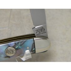 Bulldog Brand Germany Abalone Swirl Hawbaker Muskrat Knife c.1995 - High Carbon Steel - No Etch Bulldog Brand Germany Abalone Swirl Hawbaker Muskrat Knife c.1995 - High Carbon Steel - No Etch