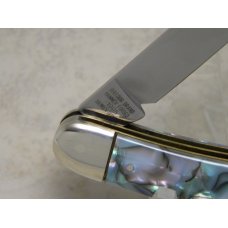 Bulldog Brand Germany Abalone Swirl Hawbaker Muskrat Knife c.1995 - High Carbon Steel - No Etch Bulldog Brand Germany Abalone Swirl Hawbaker Muskrat Knife c.1995 - High Carbon Steel - No Etch