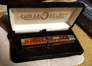 2002 Case XX Select 2 blade doctors knife. Mint in box. Unused, factory edge and uncarried. Red bone