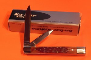 Ka-Bar (PHD 101) Physicians  Pocket Knife w/ Beautiful Chestnut Brown Bone Handles  -NOS