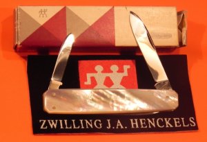 J A Henckels, 2 Blade +File Gentlemens Pocket knife w Multi-Color Fiery Mother of Pearl Handles