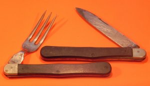 Antique  J A Henckels Officer Mess Kit? Pocket Knife & Fork Set w/ Good Snap - Rare set!