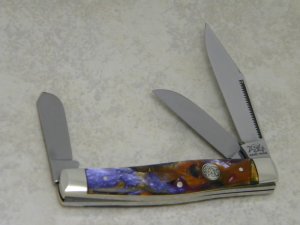 Bulldog Brand Germany Purple Swirl Stockman Knife c.1995 - High Carbon Steel - No Etch - 1 of 100