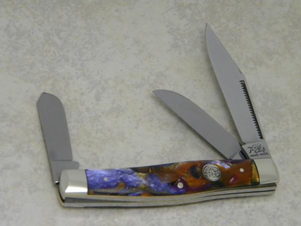 Bulldog Brand Germany Purple Swirl Stockman Knife c.1995 - High Carbon Steel - No Etch - 1 of 100 Bulldog Brand Germany Purple Swirl Stockman Knife c.1995 - High Carbon Steel - No Etch - 1 of 100
