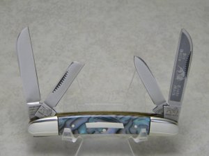 Bulldog Brand Germany Abalone Congress Knife c.1993 - Surgical Steel - Pit Bulls Trade Mark Etch
