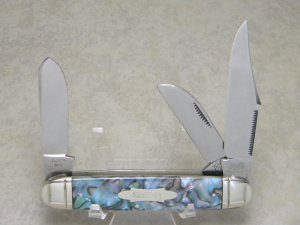 Bulldog Brand Germany Abalone Swirl Cattle King Knife c.1993 - Surgical Inst. - No Etch