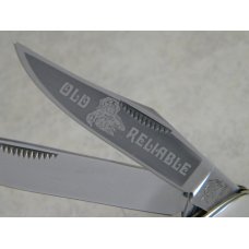 Bulldog Brand Germany Abalone Dogleg Trapper Knife c.1993 - Surgical Inst. - Old Reliable Etch Bulldog Brand Germany Abalone Dogleg Trapper Knife c.1993 - Surgical Inst. - Old Reliable Etch