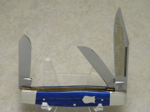 Fight'n Rooster Germany Celebrated Blue Wave "Yellow Jacket" Stockman Knife c.2006 - 1 of 600