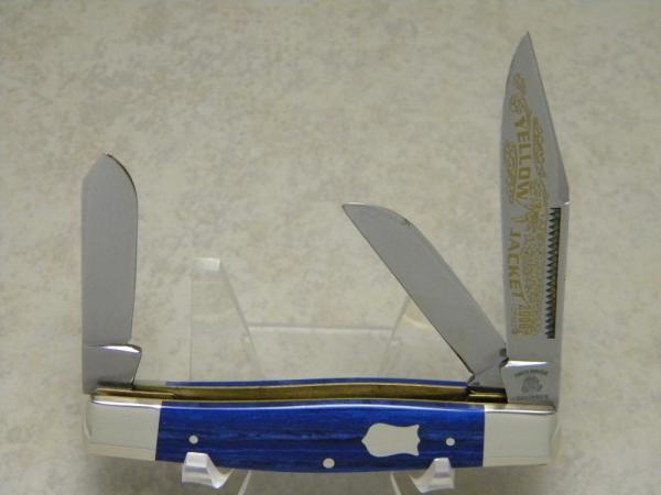 Fight'n Rooster Germany Celebrated Blue Wave "Yellow Jacket" Stockman Knife c.2006 - 1 of 600 Fight'n Rooster Germany Celebrated Blue Wave "Yellow Jacket" Stockman Knife c.2006 - 1 of 600