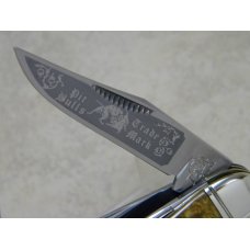 Bulldog Brand Solingen Germany "Pit Bulls Trade Mark" Etch Gold Dust 5 Blade Sowbelly Knife c.1993 Bulldog Brand Solingen Germany "Pit Bulls Trade Mark" Etch Gold Dust 5 Blade Sowbelly Knife c.1993