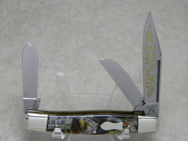 Fight'n Rooster Germany Celebrated "God Bless Texas" Stockman Knife c.1994