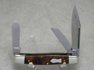 Fight'n Rooster Germany Celebrated Caramel Swirl "For Better or for Worse" Stockman Knife c.1993