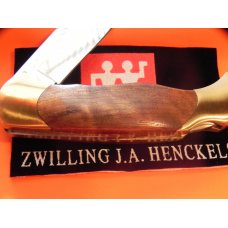 Vintage J A Henckels 4 & 1/4ish" Folding Hunter Knife w/ GunStock Walnut Handles - NOS in Orig Box