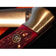 J A Henckels Folding Hunter Pocket Knife with Red Pick Bone Handles -NOS +Orig Box J A Henckels Folding Hunter Pocket Knife with Red Pick Bone Handles -NOS +Orig Box