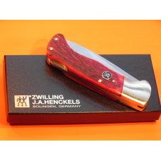 J A Henckels Folding Hunter Pocket Knife with Red Pick Bone Handles -NOS +Orig Box J A Henckels Folding Hunter Pocket Knife with Red Pick Bone Handles -NOS +Orig Box