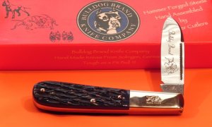  HAND MADE 2007 Bulldog Brand, Single Blade Barlow w/ Vibrant Blue Weave Design Bone? Handles -M/NM