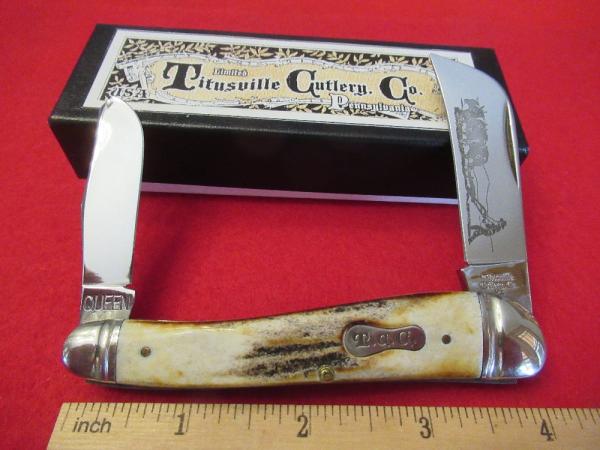 Titusville Cutlery By Queen Stag Handle Stockman Pattern # TC09129TS Titusville Cutlery By Queen Stag Handle Stockman Pattern # TC09129TS