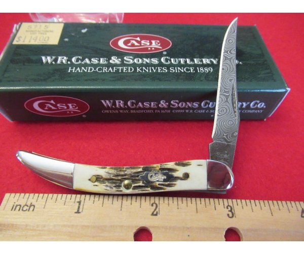 Case XX Burnt Amber Damascus Tiny Texas Toothpick Pattern 610096 DAM