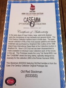 CaseMM Small Stockman PROTOTYPE, Red Jigged Bone, Serial Numer 0 CaseMM Small Stockman PROTOTYPE, Red Jigged Bone, Serial Numer 0