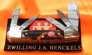 J A Henckels 5 Blade Canoe "Hand Forged" (HK-27-T) with Faux Tortoise Shell Handles -NOS & NM