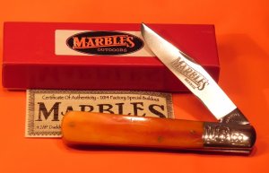 Marbles USA Daddy Barlow #71 w Smooth Marbled Autumn Gold Bone Handles -1 of 100 -2014 Special Build