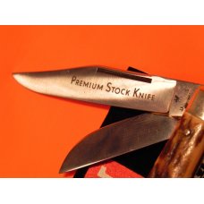 Vint  J A Henckels 3 Blade Stockman "Premium Stock" #190 Pocket Knife -Nice Stag Handles & Etching